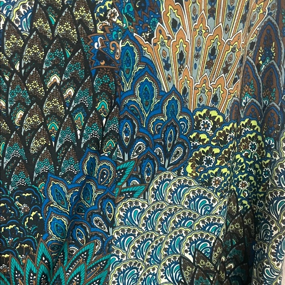 Blue and Green Patterned Maxi Strapless Dress - Picture 4 of 4